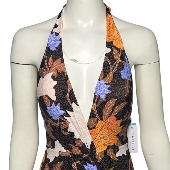 NWT $148 Size 4 US Seafolly Boheme Plunge Twist Front Maillot One Piece Swimsuit - Picture 2 of 8